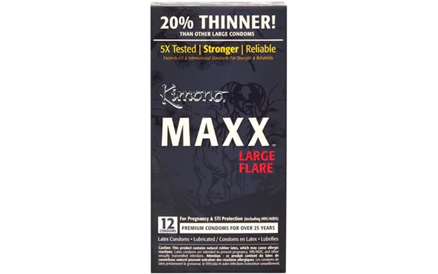 Kimono Maxx Large Flare Lubricated Latex Condoms - 12 Pack