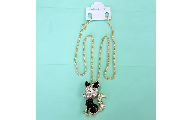 Women Fashion Rhinestone Bling Long Sweater Necklace - Black Fox