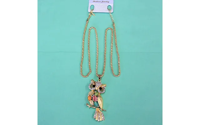 Women Fashion Rhinestone Bling Long Sweater Necklace - Colored Owl