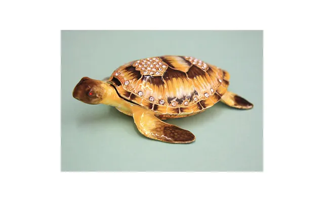Yellow Turtle Gilt Jewelry Gift Box With Fine Crystals