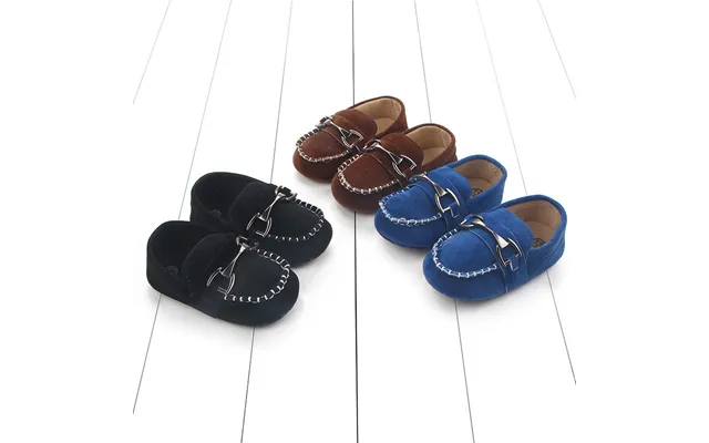 0-1 Year Old Walking Iron Buckle Frosted Leather Bean Baby Shoes - Children's Shoes