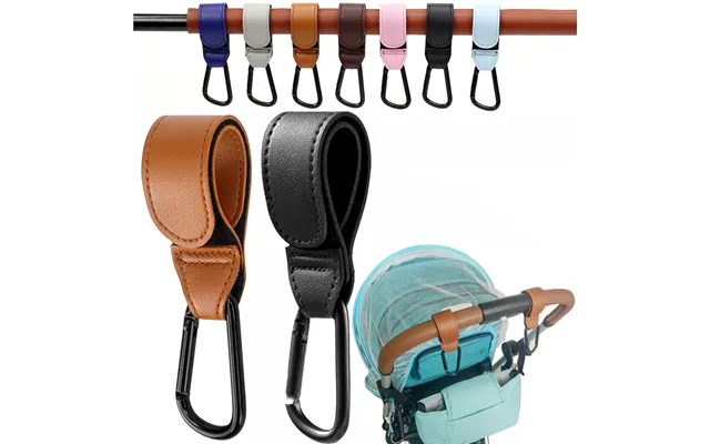 1 2pcs Pu Leather Baby Bag Stroller Hook Pram Rotate 360 Degree Rotatable Cart Organizer Pram Hook Crochet Stroller Acce
