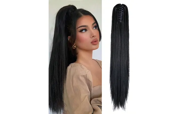 1 Piece Extended 24 Inch Long Hair Extension With Long Straight Claw Clip Daily Wear - Fluffy Ponytail Wig For Women