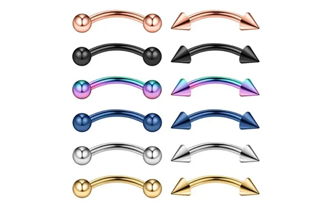 12 Piece Set Stainless Steel Eyebrow Nail Eyebrow Ring Lip Nail Nose Nail Piercing Jewelry