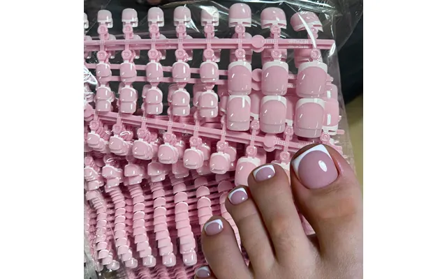 120pcs Short Square False Toe Nail Tips Pink French Soft Gel Press On Toenails White Edge Fake Toe Nails Full Cover Toe 