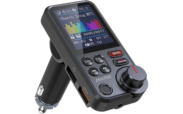 1.8 Wireless Car Bluetooth Fm Transmitter Aux Supports Qc3.0 Charging Treble And Bass Sound Music Player Rear View Camer