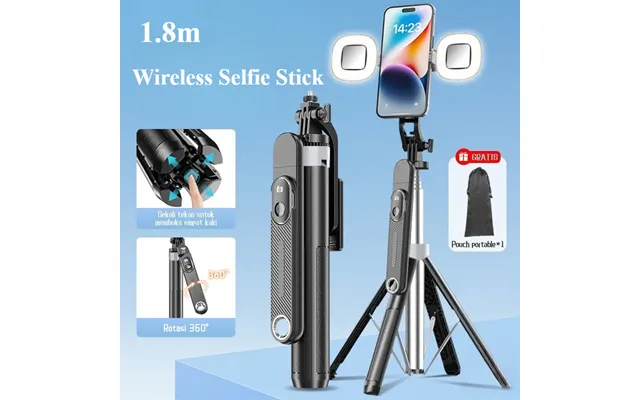 180cm Selfie Stick Tripod Stand With Rechargeable Remote 360 Rotation For Iphone - Camera