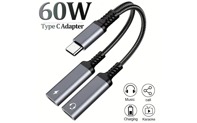 2-in-1 Audio Charger Splitter Adapter Usb C To Dual Typec Ports Headphone Jack Audio Adapte For Iphone 16 15 Saumsung Xi