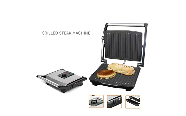 202 Stainless Steel Home Office Sandwich Maker Grilled Noodles Griller Removable Non Stick Plate Electric Grill 2000w