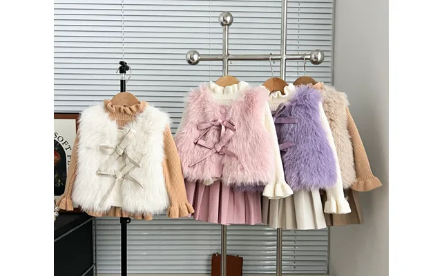 2025 New Girls Autumn And Winter Fur Vest Korean Style Three Piece Suit Long Fur Vest Leather Skirt Bottoming Shirt