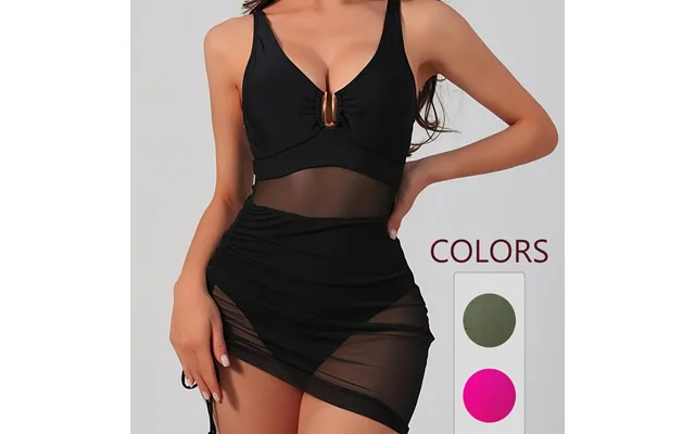 2026 New V-neck Waist-cinching Mesh See-through Slim Fit Backless One-piece Swimsuit
