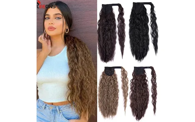 22 Inch Wave Fake Pieces Corn Curly Warp Around Ponytail Heat Resistant Synthetic Hair Accessories For Women