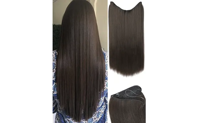 22inch Invisible Daily Use Straight Hairpiece Synthetic Hair Extensions With Transparent Adjustable Wire For Women