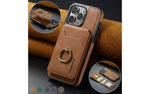 2in1 Detachable Leather Solt Ring Holder Wallet Case For Iphone 16 15 14 Pro Max Plus For Magnetic Wireless Charge Cover