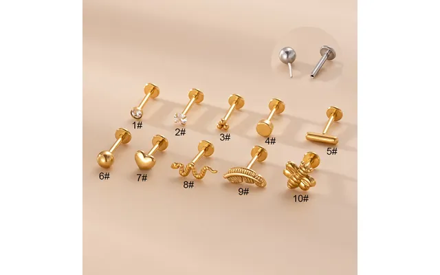 2pcs 16g Stainless Steel Love Leaf New Design Plug-in Nail Fashion Lip Piercing Jewelry