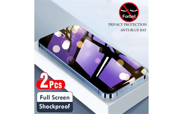 2pcs Anti Blue Ray Privacy Protect Tempered Glass Film For Iphone 15 14 Plus 13 12 Mini 11 Pro X Xs Max Xr Purple Clear