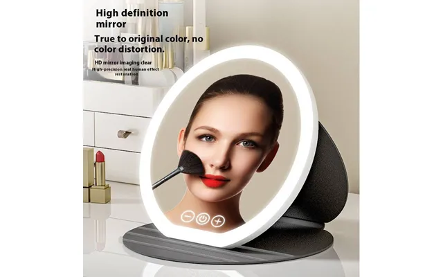 3-color Led Vanity Mirror With Touch Control - Foldable Makeup Mirror For Home, Office & Travel Black White Pink, Usb Re