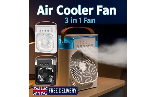 3-in-1 Mini Air Cooler Fan Humidifier Led Night Light For Home & Office