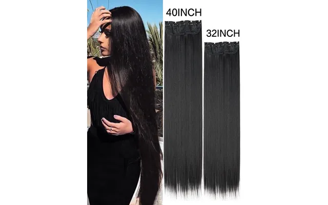 32inch 40inch Long Straight Synthetic Hairpieces Clip In Extensions Black Natural Hair Piece For Women