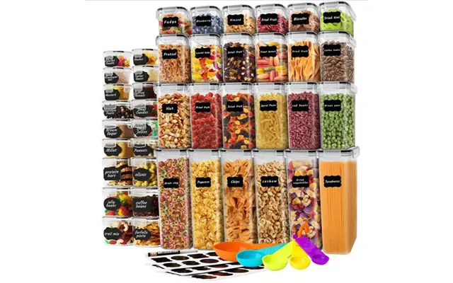 42-piece Bpa-free Plastic Food Storage Container Set Airtight Stackable Pantry Organizers For Dry Goods - Spices & Coffe