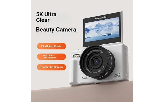 4k Hd Flip-screen Ccd Camera 18x Zoom Selfie Camera For Students With Beauty Mode - Wifi & Lightweight Design Black Whit