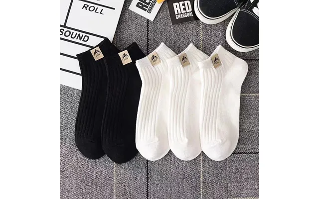 5 Pairs Set Black And White Socks Men's Socks Wear Absorbent Short Tube Thin Low Top Shallow Mouth Sports Socks