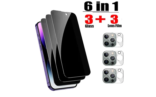 6 In 1 Privacy Tempered Glass For Iphone 11 12 13 14 15 16 Pro Max Full Cover Anti-spy For Iphone 15plus 12 13mini Glass