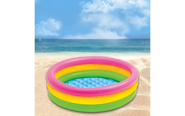60cm Inflatable Kids Pool With Rainbow Glow In The Dark Rings 3 Tier Pvc Baby Bath Tub For Outdoor Water Play