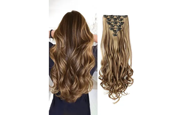 7pcs Set Long Wavy Extension High Temperature 22inch Hairpiece Clip In Synthetic Hair Extensions For Women