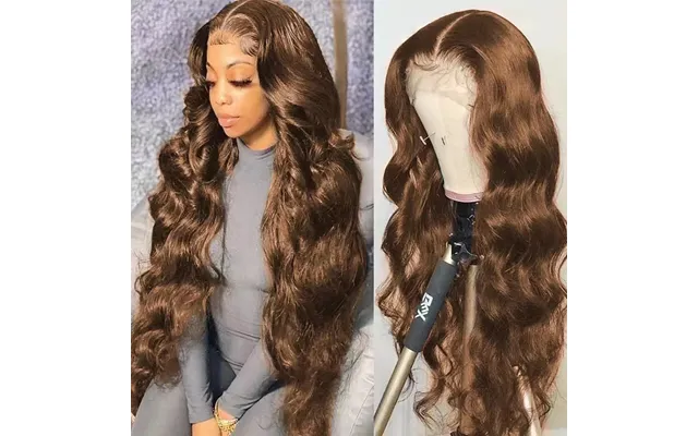 African Lady Front Lace Wig Set Long Curly Big Wave Brown Hair Wigs Synthetic Headgear For Women