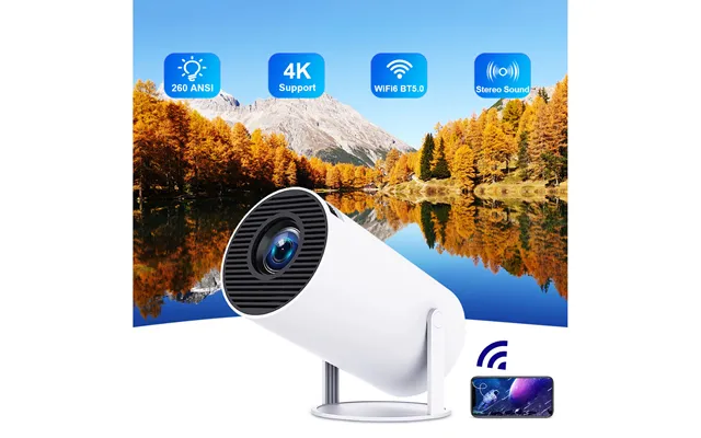 Android 11 4k Hy300 Pro Wifi6 Home Theater Outdoor Portable Mini Projector 260 Ansi Lumens Bt5