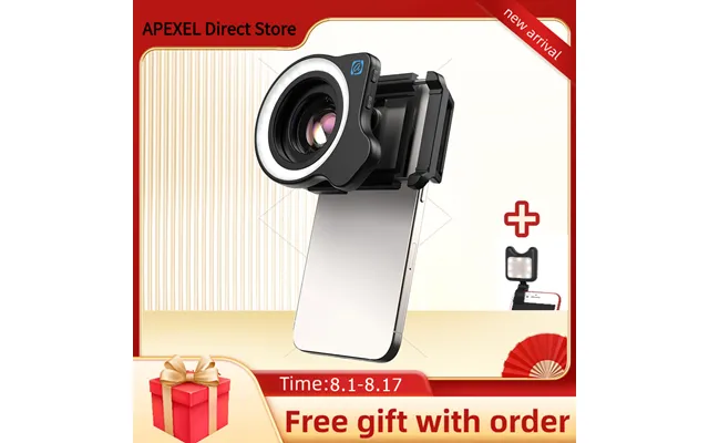Apexel Lenslight With 37-52mm Adapter Ring Used For Camera And Photography - Mobile Phone Light & Camera Fill Light