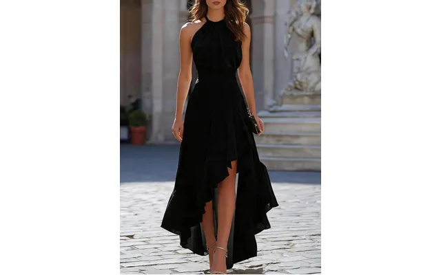 Ärmelloses Sommerkleid Für Damen Mit Neckholder Und Asymmetrischem Rüschensaum Fließendes Boho-chic-strandkleid Für Urla