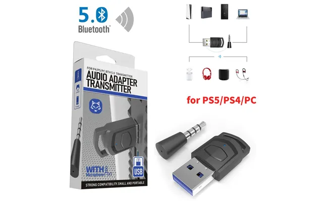 Audio Transmitter Wireless Headphone Adapter Receiver For Ps5 Ps4 Game Console Pc Headset 2 In 1 Usb Bluetooth 5