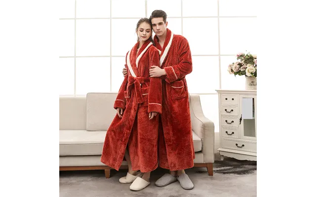 Autumn And Winter Contrast Color Pineapple Plaid Couple's Pajamas Men's Fashionable Thick Large Size Flannel Bathrobe