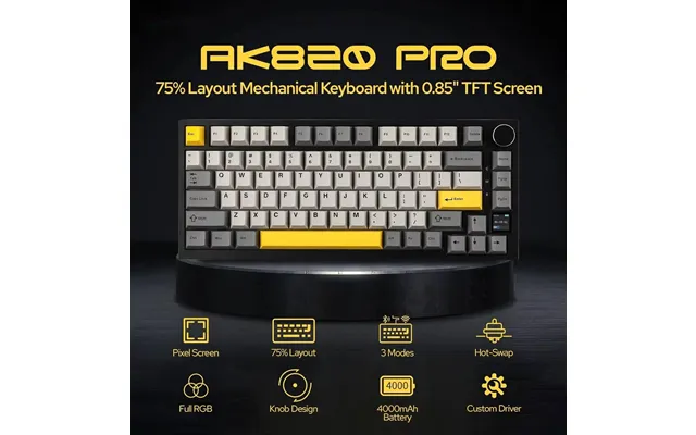 Azz Ak820 Ak820pro Gaming Mechanical Bluetooth 5.1 Wireless C-wired Customized Keyboard With Knob Hot Swapping Gasket