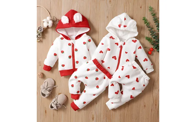 Babies' Clothes Infants And Young Children Love Hooded Suit Baby Autumn And Winter Long-sleeved Zipper Sweater Trousers 