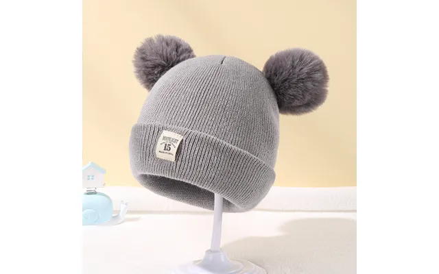 Baby Clothing Acrylic Solid Color Wool Double Ball Hat For Children