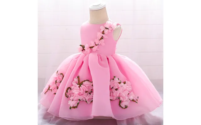 Baby Girl Organza Dress - Fluffy Princess Gown With Handmade Flowers Adjustable Flower Girl Outfit