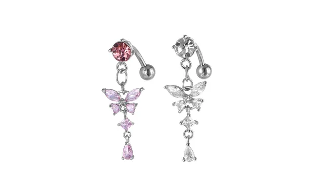 Belly Button Ring For Women Trendy Pink Butterfly Cute Cat Design Sexy Fashion Navel Rings Stainless Steel Piercing Jewe