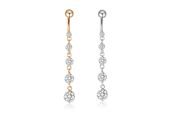 Belly Button Ring Luxury Zircon String Gold Pendant Exquisite Piercing Belly Button Ring Nail