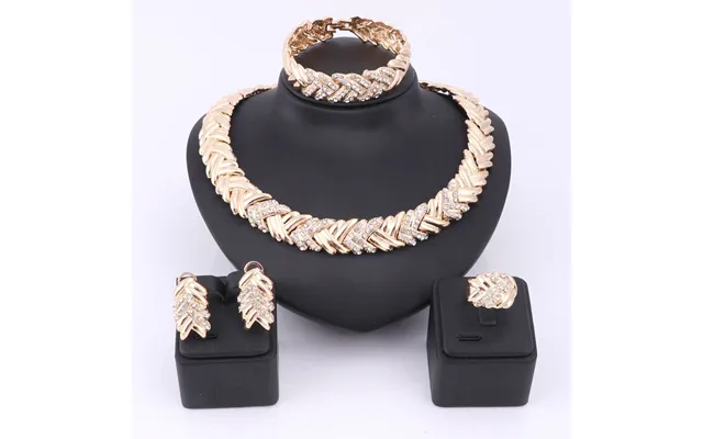 Bridal Dubai Gold Color Jewelry Sets Crystal Necklace Bracelet Earring Nigerian Wedding Party Fashion Jewelry Set