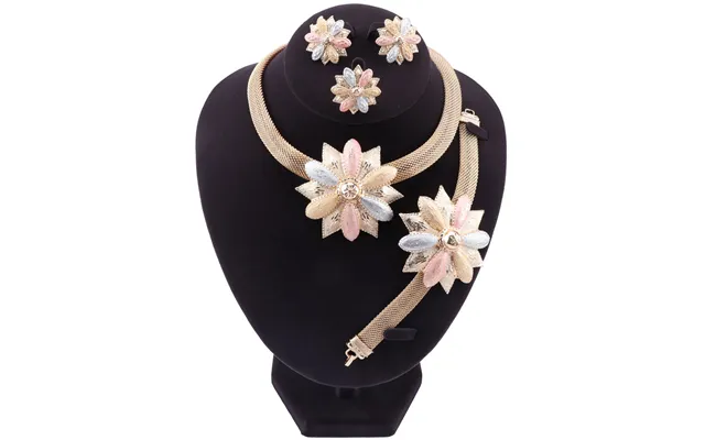 Bridal Gift Nigerian Wedding Brand Jewelry Set Fashion Dubai Gold Jewelry Women Design Necklace Set