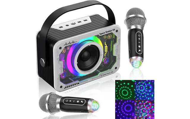 Byteuni Karaoke Machine - 2 Wireless Karaoke Microphones With Lights