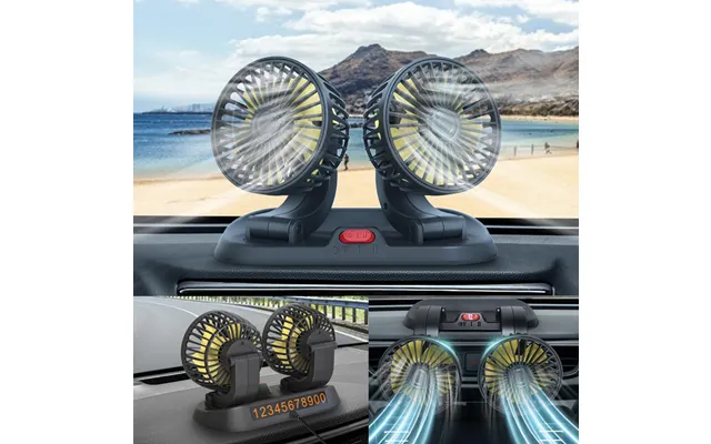 Car Fan 24v Large Truck 12v Car Universal Double Head Fan Van Interior Cooling High Wind Power Electric Fan