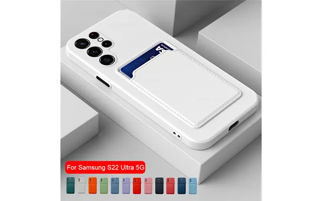 Card Slot Holder Square Soft Silicone Shockproof Coque For Samsung S22 Ultra Plus S 22 S22ultra Samung S 22ultra S22plus