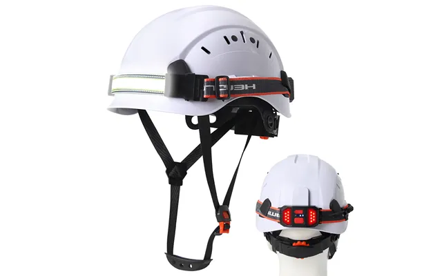 Ce Construction Safety Helmet With Led Headlight Strip And Taillight Abs Hard Hat Light Weight Ansi Work Cap Set Head