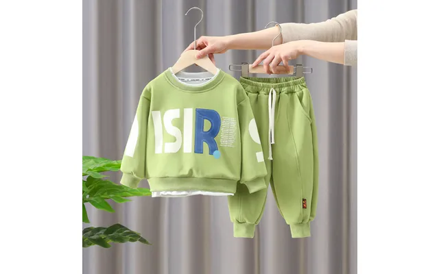 Children's Clothing Double Collar Letter Set Spring And Autumn New Style Children's Sports Sweatshirt Two-piece Set Baby