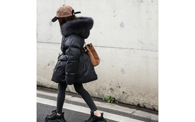 Children's Down Jacket Long Thick Baby Girls White Duck Down Winter Children Big Children Big Hair Collar Children's Clo
