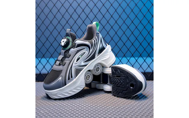 Children's Four Wheel Roller Skates Invisible Shrinkable Two-way Sports Shoes Boys And Girls Double Row Eight Wheels Stu